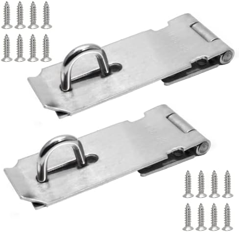 2-pack 3 tum dörrlås hasp lås, rostfritt stål säkerhetslås hasp grindlås med skruvar för garderober, skåp (silver)  |   Hänglås och haspar Hänglås och haspar Hänglås och haspar