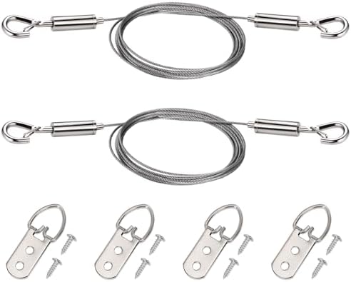 2-pack Justerbart Bildhängningsset, 2M X1,5Mm Rostfritt Stål Wire Rep Och Tungt D-Ringar, Håller Upp Till 2,7 Kg – Perfekt För Att Hänga Speglar, Bilder, Lampor, Blomkrukor  |   Bildhängningsutrustning Bildhängningsutrustning Bildhängningsutrustning