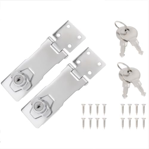 2 Packade Nyckelhaspar, 10 cm Vridlås Nyckellås Hasp, Skåplås Med Nycklar Och Skruvar, Rostfritt Stål Säkerhetshasplås För Små Dörrar Och Lådor, Silver  |   Hänglås och haspar Hänglås och haspar Hänglås och haspar