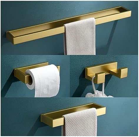 4 Delar Badrumsaccessoarer Set Modern Guld Handdukshållare Set Handdukshållare Set För Badrum Rostfritt Stål Väggmonterad, 60 cm  |   Badrumsinredning Badrumsinredning Badrumsinredning