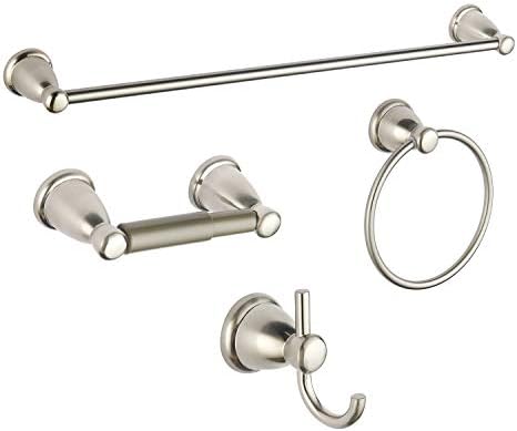 4-delars badrumsaccessoarset i borstat nickel, badrumsutrustning 24 tum, justerbar handdukshållare, handdukshängare, pappershållare, badrockshängare  |   Badrumsinredning Badrumsinredning Badrumsinredning