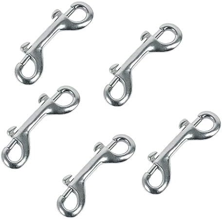 5-pack 3,5″ dubbeländade bultsnäpplås i zinklegering, triggerkedja, metallklipp för nyckelhållare för vattentunna, hundmatstunna, jordbruk, häst, hem, hundkoppel, garageanvändning, nickelpläterade, silver.  |   Snaps Snaps Snaps