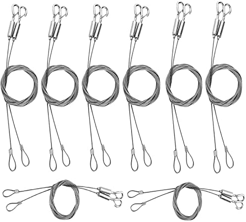 8 stycken justerbar bildhängningswire med ögla och krok, 2Mx1,5Mm spegelhängningskit, rostfritt stål hängande wire rep för spegel, ram, korgblomkruka, klarar upp till 20 kg.  |   Bildhängningsutrustning Bildhängningsutrustning Bildhängningsutrustning