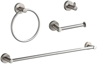 Badrumsaccessoarset i borstat nickel 4-delar Badrumshanddukshängare 24 tum Justerbart badrumsinredningsset  |   Badrumsinredning Badrumsinredning Badrumsinredning