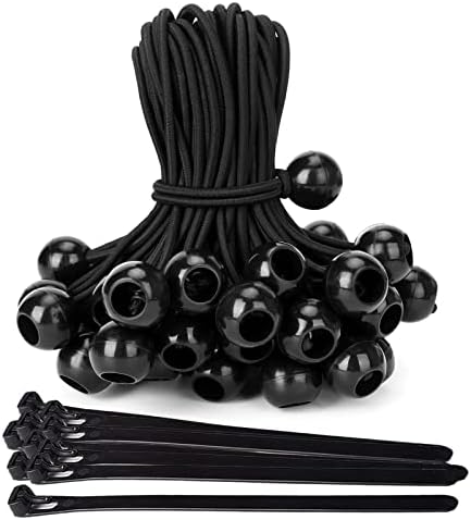 Ball Bungee Snoddar 6 Tum Utomhus 50 Pack, UV-beständiga Presenningar Förankring, Starka Stretch Heavy Duty Bungee Snoddar & 10 St Releaserbara Zipband  |   Presenningar och spännband Presenningar och spännband Presenningar och spännband