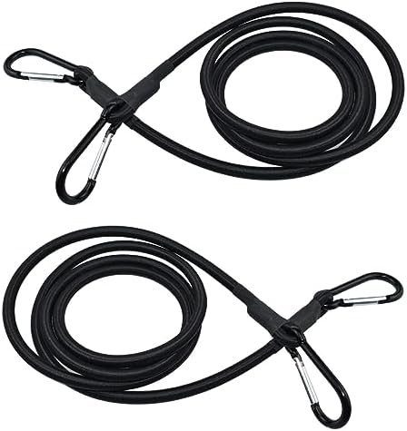 Bungee Snoddar Med Karbinhakar, Zese 2-Pack Svarta Extra Starka Bungee Remmar 24″ Tunga Elastiska Fästen För Tält, Last, Kajak, Cyklar, Repfäste, Presenning, Bagage  |   Presenningar och spännband Presenningar och spännband Presenningar och spännband