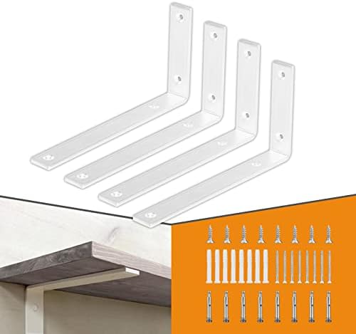 Clt Vit Hyllkonsol, 6″ X 4″ Kvart Tums (1/4″) Tjock – Max Belastning: 330 Lb Rustik Industriell Modern Lantgård Tungt Kallvalsat Stål Konsol För Bord Bänk, Platsbesparande DIY, Paket Om 4  |   Hyllkonsoler och stödkonsoler Hyllkonsoler och stödkonsoler Hyllkonsoler och stödkonsoler