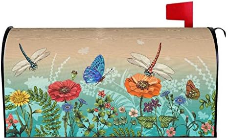 Drakar Fjärilar Blommor Och Gräs Brevlåda Täckmagnet Sommarväxter Och Insekter Vattentäta Brevlåda Wraps Post Brevlåda Dekor 21X18 Tum  |   Postlådor och tillbehör Postlådor och tillbehör Postlådor och tillbehör