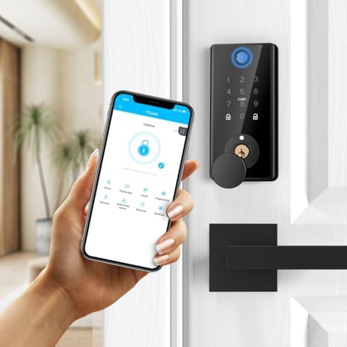 ™ Biometriskt Fingeravtryck Smart Lås med Appstyrd Bluetooth och Nyckellös Inträde, 8-i-1 Digital Deadbolt och Modern Dörrhandtag Set  |   Dörrbeslag och lås Dörrbeslag och lås Dörrbeslag och lås