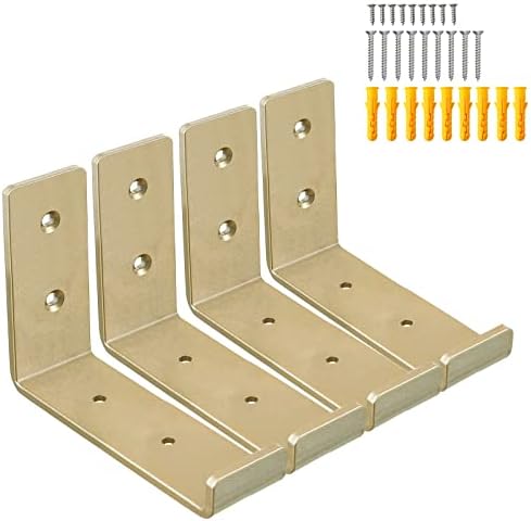 Guld hyllstöd 6 tum, J-metall kraftiga hyllstöd 4-pack, 6,3″ L × 4,8″ H × 1,2″ B  |   Hyllkonsoler och stödkonsoler Hyllkonsoler och stödkonsoler Hyllkonsoler och stödkonsoler