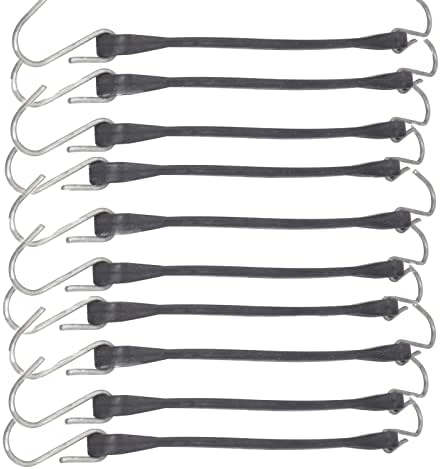 Gummibungee-kablar med krokar 10-pack 9″ (14″ max sträckning) kraftiga gummitarpsremmar, tarp-fästen, bungee-kablar för tarp-täckningar, canvas-tak, motorcyklar och last.  |   Presenningar och spännband Presenningar och spännband Presenningar och spännband