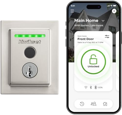 Halo Fingeravtryck Wi-Fi Smart Lås, Nyckelfri Entré Framdörr Lågprofil Deadbolt, Klass Aaa Certifierad, Livstid Satin Nickel Finish, Lätt Installation Ingen Hub, Appkontroll, Digital Fjärrlås  |   Dörrbeslag och lås Dörrbeslag och lås Dörrbeslag och lås