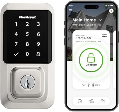 Halo Wi-Fi Smart Lock, Nyckelfri Ingång till Framdörr, Dörrlåset med Deadbolt, Appkontroll, Klass Aaa Certifierad, Enkel Installation utan Hub, Livstids Satin Nickel Finish, Pekskärm, Digitalt Fjärrlås  |   Dörrbeslag och lås Dörrbeslag och lås Dörrbeslag och lås