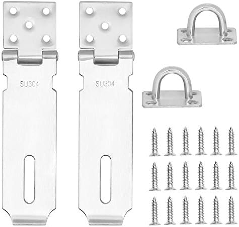 Hänglås Hasp Dörrlås Hasp Lås, 5 Tum Tungt 304 Rostfritt Stål Säkerhets Haspar För Hänglås, 2Mm Extra Tjock Dörrgrind Bolt Lås Med 18 Monteringsskruvar (2 Pack)  |   Hänglås och haspar Hänglås och haspar Hänglås och haspar