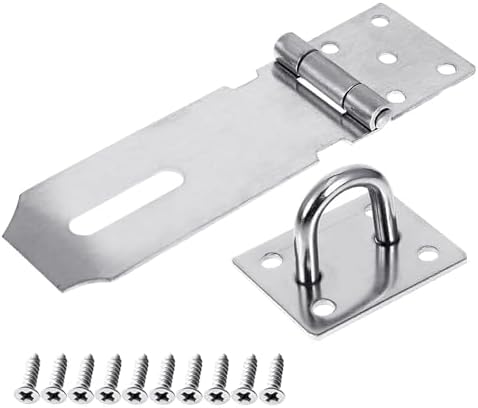 Hårdvara Hasp, 4 Tum Borstad Rostfritt Stål Solid Dörr Padlock Hasp Och Spik Med Skruvar, Tjocklek 2Mm Tungt Lås Hasp För Förråd, Säkerhetsdörrlås För Grind Förråd (Silver)  |   Hänglås och haspar Hänglås och haspar Hänglås och haspar