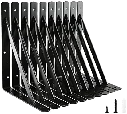 Home Master Hardware 12 tum x 8 tum kraftiga hyllkonsoler, lastkapacitet: 6 lb, svarta metall 9-graders stöd för hyllor 1-pack, väggmonterad L-konsol för svävande hyllor med skruvar  |   Hyllkonsoler och stödkonsoler Hyllkonsoler och stödkonsoler Hyllkonsoler och stödkonsoler