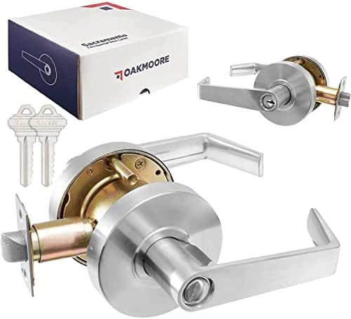 Kommersiell Dörrhandtag Låssats – Tungt Dörrspak Grad 2 (Entré) För Skolor, Kontor, Industriell Användning – Grad 2 Ul Cul & Ada – Satin Nickel Finish – Ansi A156.2  |   Dörrbeslag och lås Dörrbeslag och lås Dörrbeslag och lås