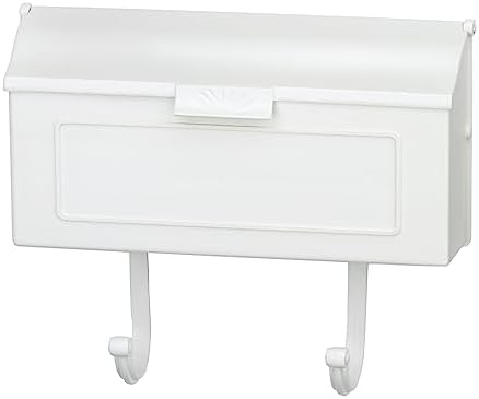 Liten gjuten aluminium postlåda med tidningskrokar, lätt att installera väggmontering, kraftig, rostbeständig beläggning, horisontell postlåda för utomhusbruk – 16″ X 4.25″ X 8.25″ (Vit)  |   Postlådor och tillbehör Postlådor och tillbehör Postlådor och tillbehör