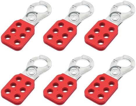 Lockout Tagout Hasp 6-pack, 1 tum stål låsning hasp, nylonhandtag, röd, Lock Out Tag Out hasp, manipulationssäker och stötresistent Loto hasp  |   Hänglås och haspar Hänglås och haspar Hänglås och haspar