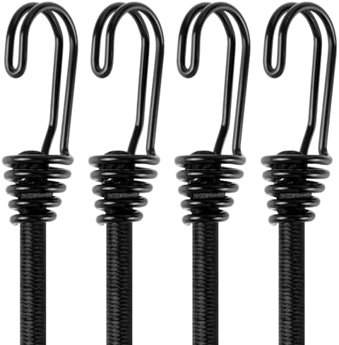 Nyaste Double J Bungee Snodd med Krok 24 Tum – Svarta Bungee Snoddar med Krok, Kraftiga Bungee Spännband för Camping, Presenningar, Tält, Vandring, Jakt, Lastbilar och Båtar (4 Pack)  |   Presenningar och spännband Presenningar och spännband Presenningar och spännband