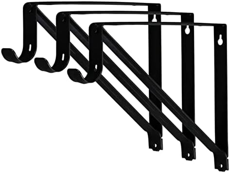Premium kraftig garderobsregal och stångfäste, svart, 3-pack  |   Hyllkonsoler och stödkonsoler Hyllkonsoler och stödkonsoler Hyllkonsoler och stödkonsoler
