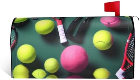 Roliga tennisracketar och tennisbollar tryck postlådecovers magnetiska postlådsomslag för trädgård, gård och utomhusdekorationer – solskydd  |   Postlådor och tillbehör Postlådor och tillbehör Postlådor och tillbehör