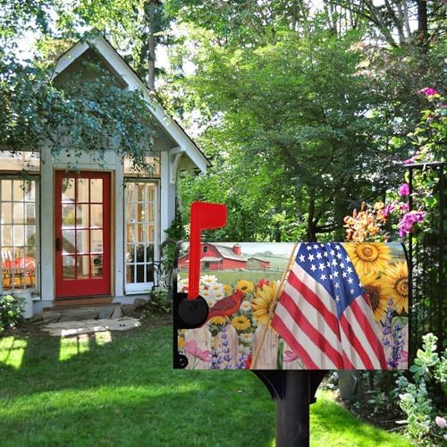 Solros Magnetisk Brevlådeskydd Patriotisk Amerikansk Flagga Brevlådeskydd Rustik Höstblomma Fågel Vattentåliga Brevlådeskydd Postskydd Brevlådeskydd Standardstorlek 21X18 Tum  |   Postlådor och tillbehör Postlådor och tillbehör Postlådor och tillbehör