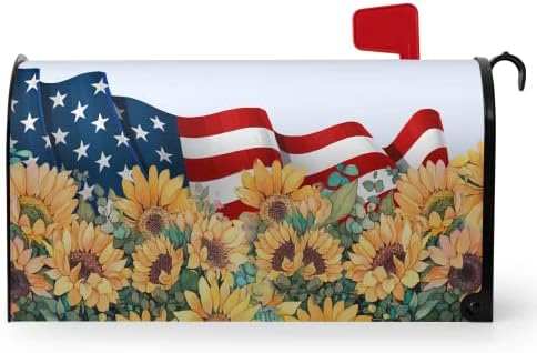 Solros Postlåda Täckning Magnetisk Sommar Patriotisk Postlåda Wrap Höst Amerika Flagga Blomma Brevlåda Täckning USA Höst Blommig Postlåda Täckningar Utomhus Dekor Standardstorlek 21X18 Tum  |   Postlådor och tillbehör Postlådor och tillbehör Postlådor och tillbehör