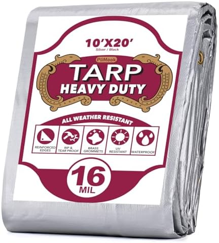 Tarp 1X2Ft, 16 Mil Heavy Duty Stora Tarps, Vattentät Tarp Täckning Med Messingsömmar Och Förstärkta Kanter, UV-beständig, Riv- och Färgfast, Stor Tarp För Skydd Camping Bil Tält  |   Presenningar och spännband Presenningar och spännband Presenningar och spännband