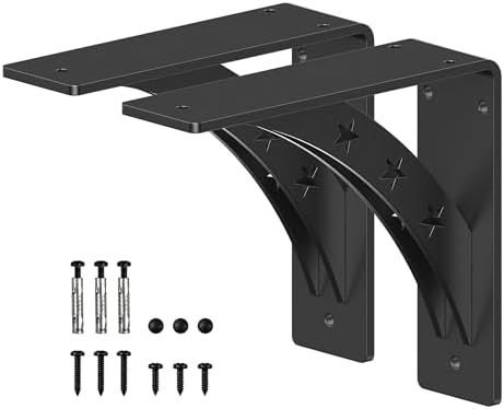 Tunga hyllkonsoler, max belastning 4 kg, premium legeringsmetall mantelkonsoler (set om 2) eldstads mantelkonsoler – bänkskivestödskonsoler (mattsvart, 23 cm x 20 cm)  |   Hyllkonsoler och stödkonsoler Hyllkonsoler och stödkonsoler Hyllkonsoler och stödkonsoler