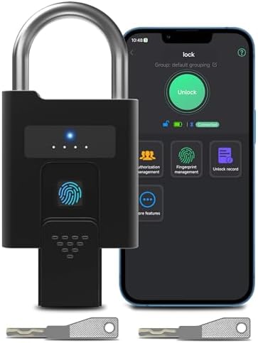 Tungt Fingeravtryckslås med Nyckelbackup, Väderbeständig Bluetooth App-kontrollerad Biometrisk Nyckellös Inträdes Elektronisk Smart Kombinationslås För Utomhus Stängsel, Pool, Förråd, Gymskåp  |   Hänglås och haspar Hänglås och haspar Hänglås och haspar