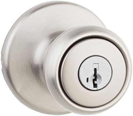 Tylo Entrédörrsknopp med lås och nyckel, säker nyckelhanterare för exteriör, främre ingång och sovrum, satin-nickel, pick-resistent Smartkey omkodningssäkerhet och Microban  |   Dörrbeslag och lås Dörrbeslag och lås Dörrbeslag och lås