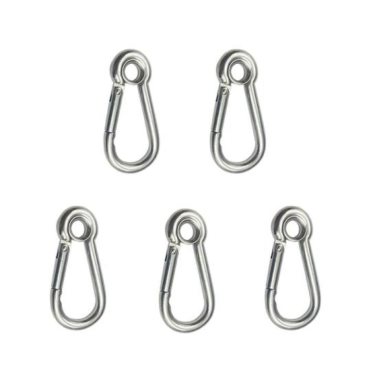 Vårsnäpplås Karbinhake Dia 5Mm (0.20″) Med Rund Pear Formad Rostfri Stålklipp 304, Set Av 5 För Camping, Vandring, Fiske, Gym, Låsande Karbinhakar För Hundkoppel & Selen  |   Snaps Snaps Snaps