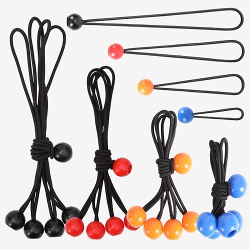 20-pack bungee-kablar med bollar, inkluderar 4″, 6″, 9″, 12″ kraftiga och mångsidiga, inomhus och utomhus, presenningstänger, organisera och säkra.  |   Presenningar och spännband Presenningar och spännband Presenningar och spännband