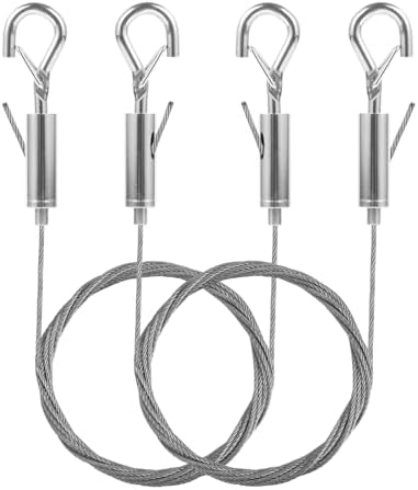 2-pack bildhängningskablar, 2 meter justerbara bildhängningskit, rostfria kablar för att hänga bilder och speglar, verktygsfria hängningsrep med krokar, 2,3 kg Syocsek [Utökad version]  |   Bildhängningsutrustning Bildhängningsutrustning Bildhängningsutrustning